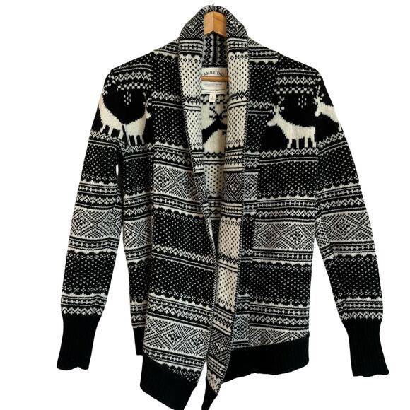 Cambridge Dry Goods Sweaters - Cambridge Dry Goods Wool Sweater Black Cream Deer Sz S